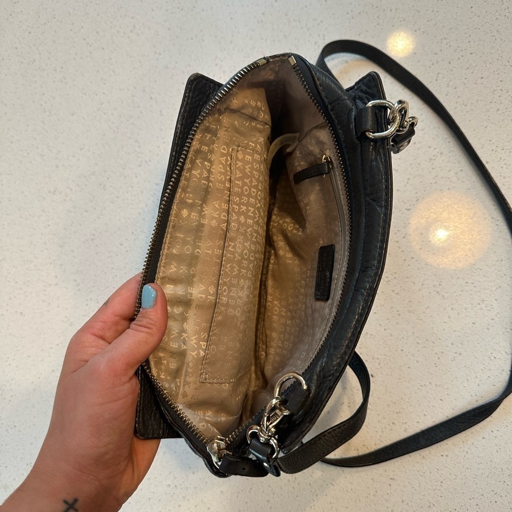 Kate Spade Baxter Street Sevilla Leather Crossbody Purse, Asphalt/Black - Picture 10 of 12